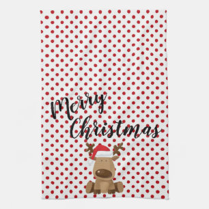 Weihnachtsküche Handtuch Reindeer Polka Dot Polkad