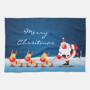 Weihnachtsküche Handtuch/Weihnachtsmann und Rentie Küchentuch
