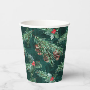 Weihnachtsküche mit Zapfen Pappbecher