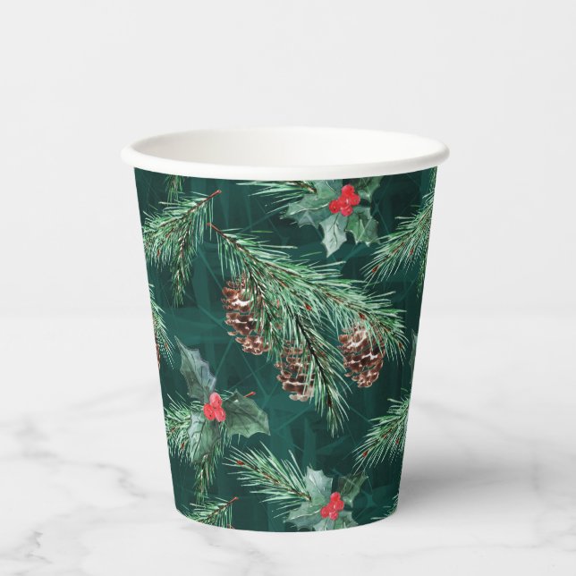 Weihnachtsküche mit Zapfen Pappbecher (Vorderseite)