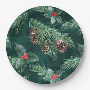 Weihnachtsküche mit Zapfen Pappteller