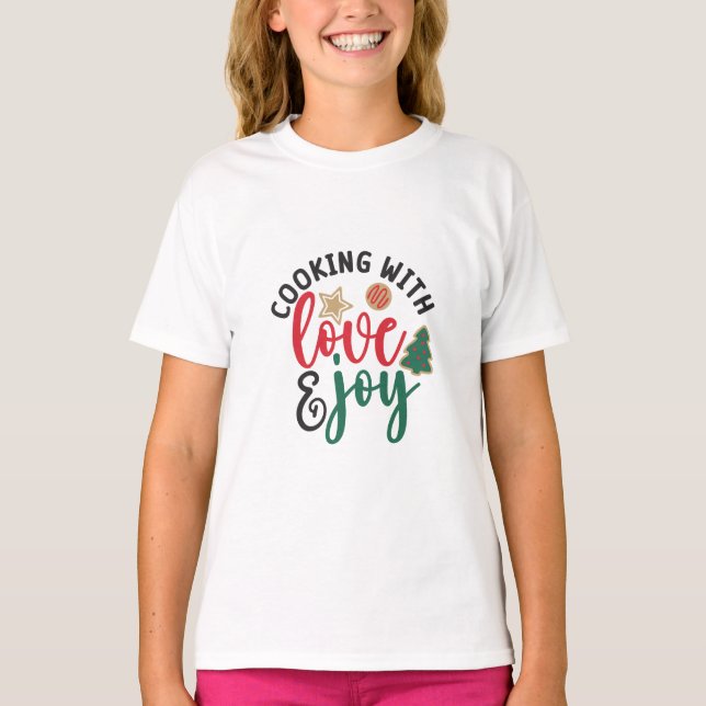 Weihnachtsküche Zitate Kochen mit Liebe & Freude T-Shirt (Vorderseite)