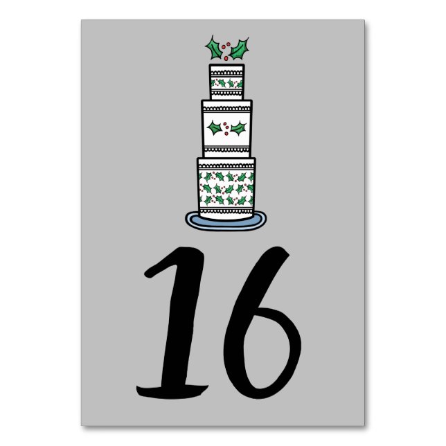 Weihnachtskuchen-Illustration Tischnummer (Vorderseite)