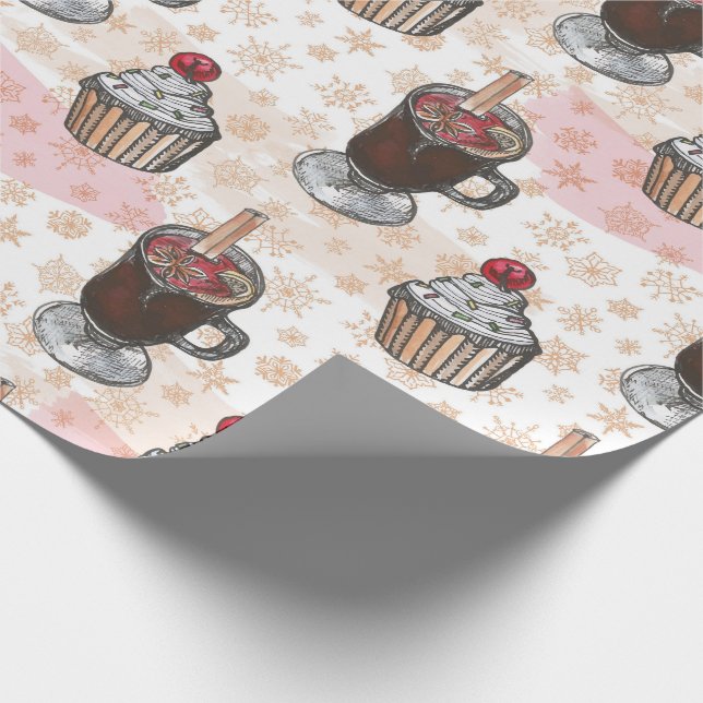 Weihnachtskuchen in Aquarellen handgezeichnet Geschenkpapier (Ecke)