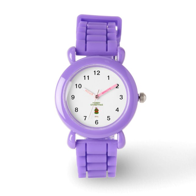Weihnachtskuchen Kinder Roter Glitzer Schnüren Armbanduhr (Vorderseite)