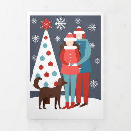 Weihnachtskuchen mit Hund und Baum Personalisiert Dreifach Gefaltete Urlaubskarte