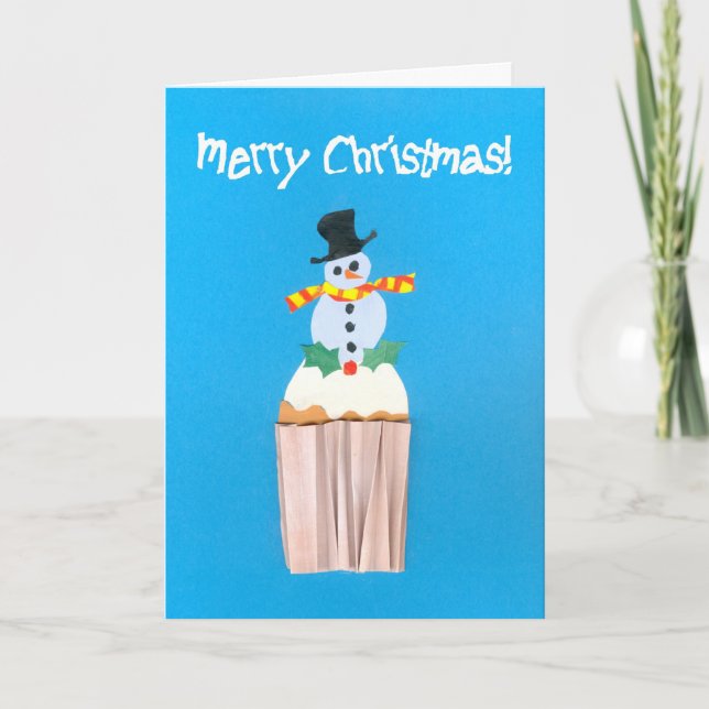 Weihnachtskuchen mit Snowman Feiertagskarte (Vorderseite)