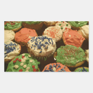 Weihnachtskuchen mit Sprinklen Rechteckiger Aufkleber