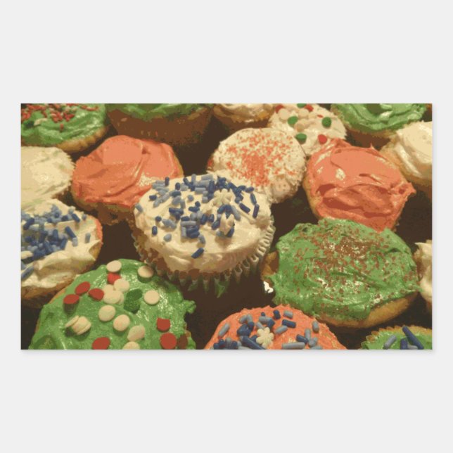 Weihnachtskuchen mit Sprinklen Rechteckiger Aufkleber (Vorderseite)