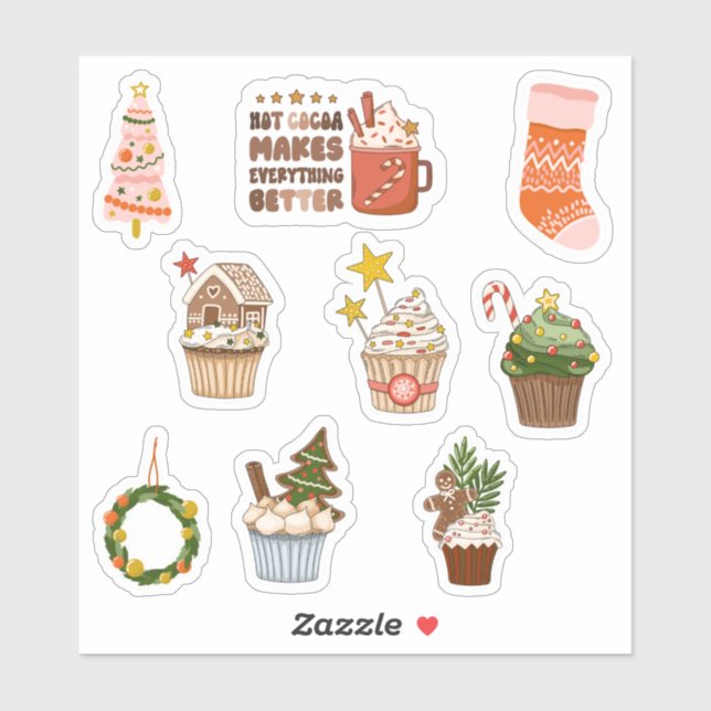 Weihnachtskuchen und anderes Scrapbook Aufkleber (Blatt)