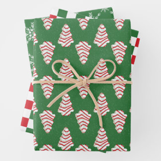 Weihnachtskuchen-Verpackungspapier-Set mit 3 Muste Geschenkpapier Set