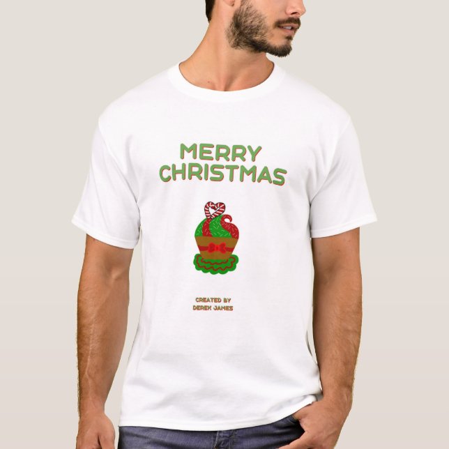 Weihnachtskuchen Weiß Basic T-Shirt (Vorderseite)