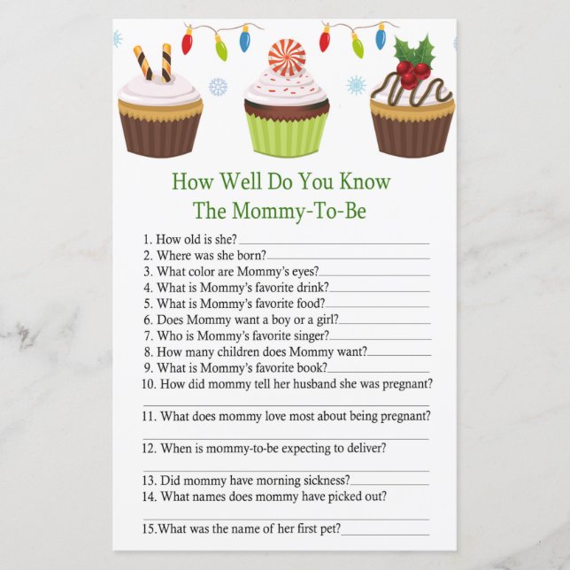 Weihnachtskuchen wie gut Sie wissen, Baby-Dusche (Vorderseite)