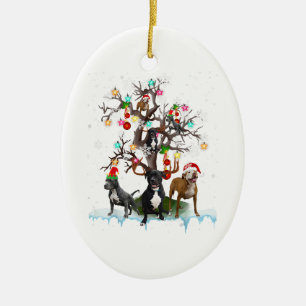Weihnachtskugel auf Baum Santa Pitbull Hund Lover Keramik Ornament