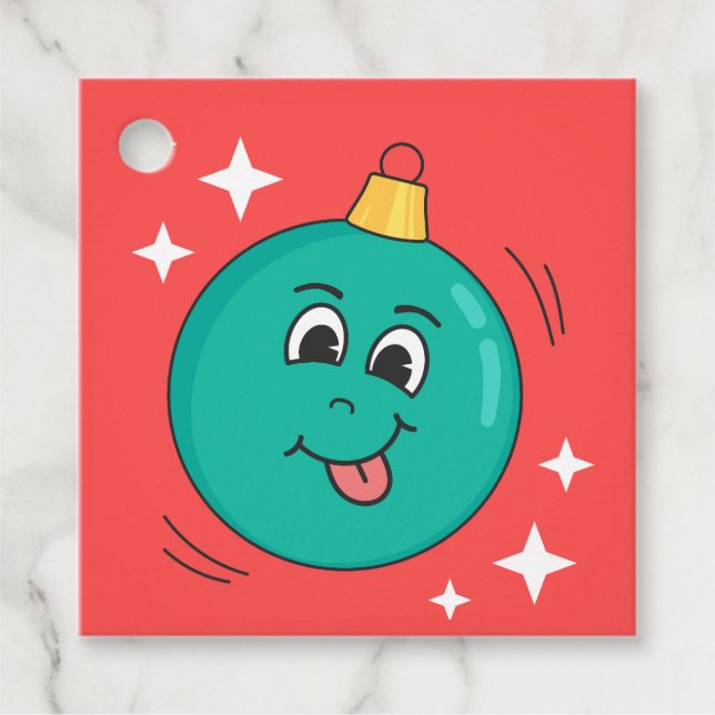Weihnachtskugel Smiley Retro-Cartozeichner Geschenkanhänger (Vorderseite)