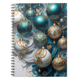 Weihnachtskugeln Blau Gold Luxus Ornament Notizblock
