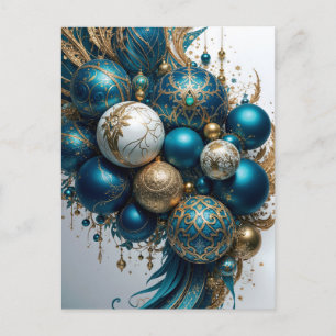 Weihnachtskugeln Gold Blau Luxus Fest Standard Postkarte