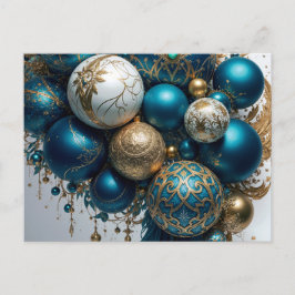 Weihnachtskugeln Gold Blau Luxus Fest Standard Postkarte