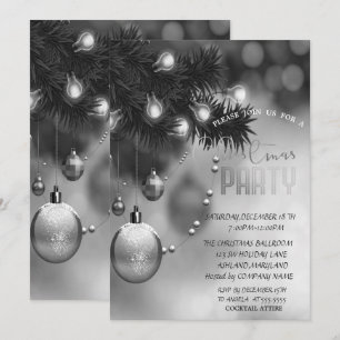 Weihnachtskugeln Grau Firmenweihnachtsfeier Einladung
