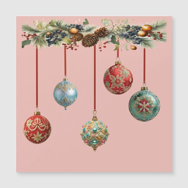 Weihnachtskugeln Magnetkarte (Vorderseite)