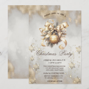 Weihnachtskugeln Schneeflocken Gold Touch Einladung