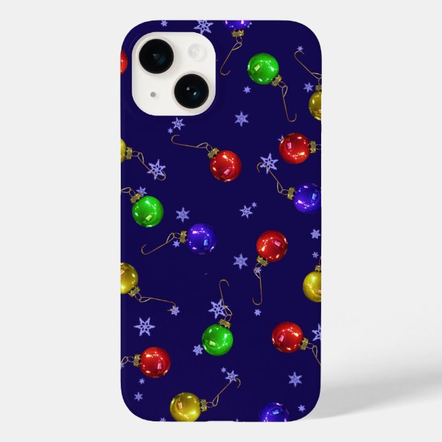 Weihnachtskugeln und Schnee Case-Mate iPhone Hülle (Rückseite)