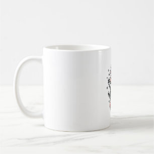 Weihnachtskuh fährt auf rosa Roller Vintage Vektor Kaffeetasse