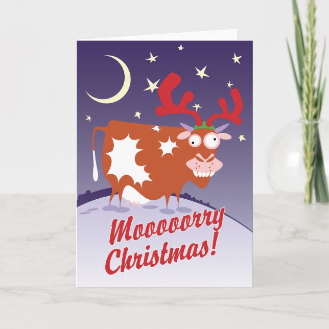 Weihnachtskuh Feiertagskarte (Vorderseite)
