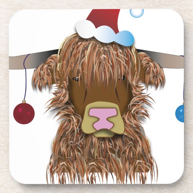 Weihnachtskuh Getränkeuntersetzer (Vorderseite)