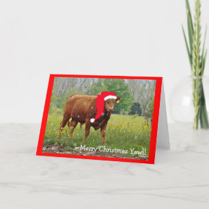 Weihnachtskuh Grußkarte Feiertagskarte