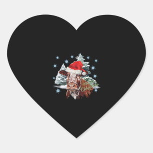 Weihnachtskuh Herz-Aufkleber