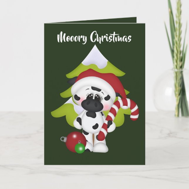 Weihnachtskuh hinzufügen Grußkarte Karte (Vorderseite)
