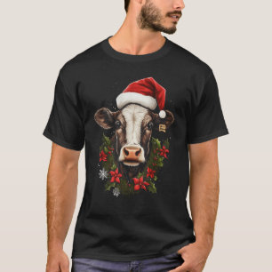 Weihnachtskuh in Santa-Hut Xmas-Feiertagsbekleidun T-Shirt