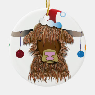 Weihnachtskuh Keramik Ornament