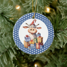 Weihnachtskuh Keramik Ornament