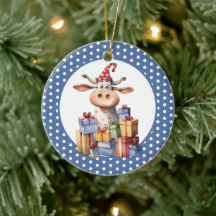 Weihnachtskuh Keramik Ornament