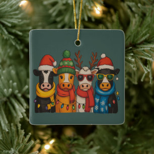Weihnachtskuh Liebhaber Farmhouse Bauernhof Santa  Keramikornament