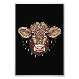 Weihnachtskuh Liebhaber Lichter Bauernhof Landwirt Fotodruck