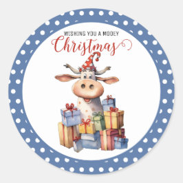 Weihnachtskuh Runder Aufkleber