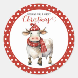 Weihnachtskuh Runder Aufkleber