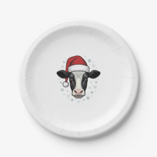 Weihnachtskuh Santa Hut Vintage Farm Feiertags-Shi Pappteller