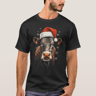 Weihnachtskuh Santa Hut Xmas Ferien Moo Kuh Bauern T-Shirt