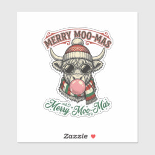Weihnachtskuh-Shirt Süße Highland-Feiertags-Pun De Aufkleber