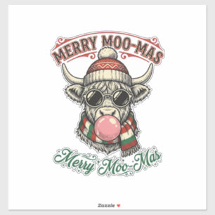 Weihnachtskuh-Shirt Süße Highland-Feiertags-Pun De Aufkleber