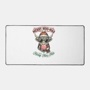 Weihnachtskuh-Shirt Süße Highland-Feiertags-Pun De Schreibtischunterlage