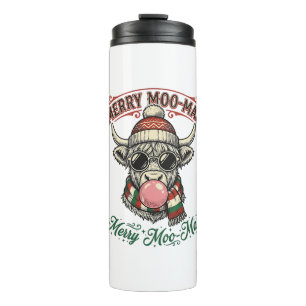 Weihnachtskuh-Shirt Süße Highland-Feiertags-Pun De Thermosbecher