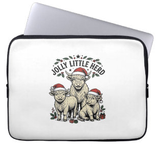 Weihnachtskuh-Shirt Vintage-Feiertagsherde-Kunst Laptopschutzhülle