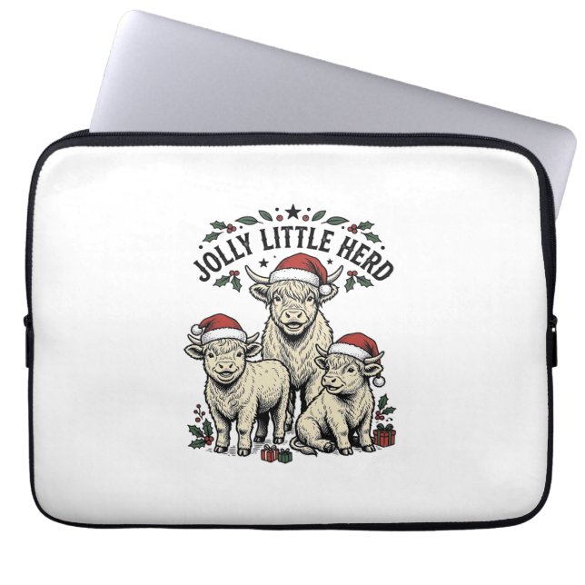 Weihnachtskuh-Shirt Vintage-Feiertagsherde-Kunst Laptopschutzhülle (Vorderseite)