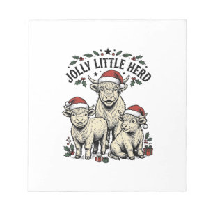 Weihnachtskuh-Shirt Vintage-Feiertagsherde-Kunst Notizblock