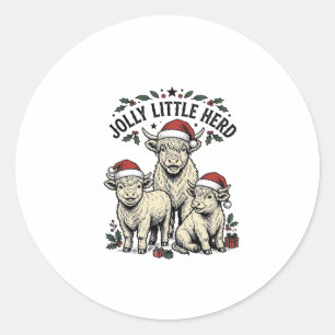 Weihnachtskuh-Shirt Vintage-Feiertagsherde Kunst Runder Aufkleber